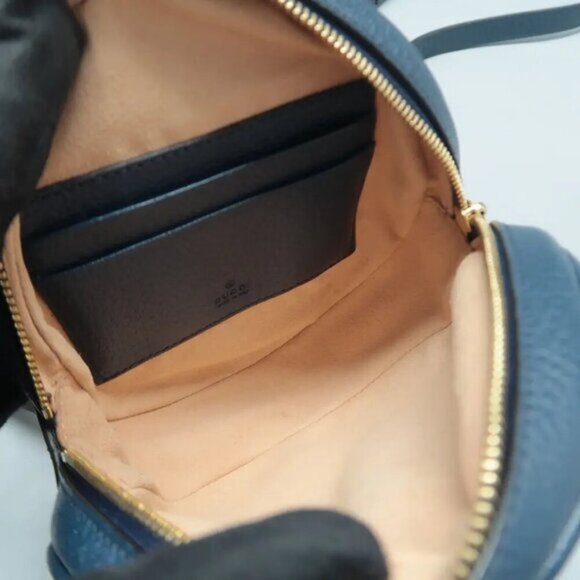 100% Authentic GUCCI Ophidia Blue Canvas Backpack 714-103024 - Picture 9 of 12